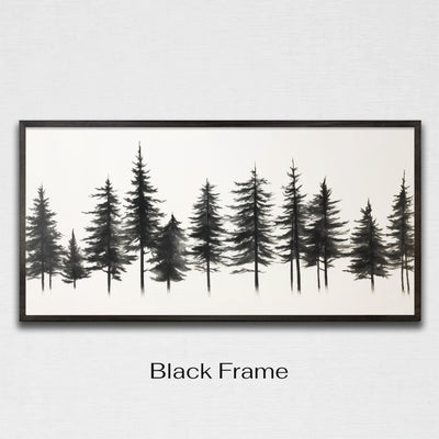 Custom framed canvas pine tree forest art. Cabin and nature wall decor made in Lincoln, Nebraska, USA