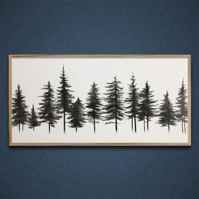 Custom framed canvas pine tree forest art. Cabin and nature wall decor made in Lincoln, Nebraska, USA