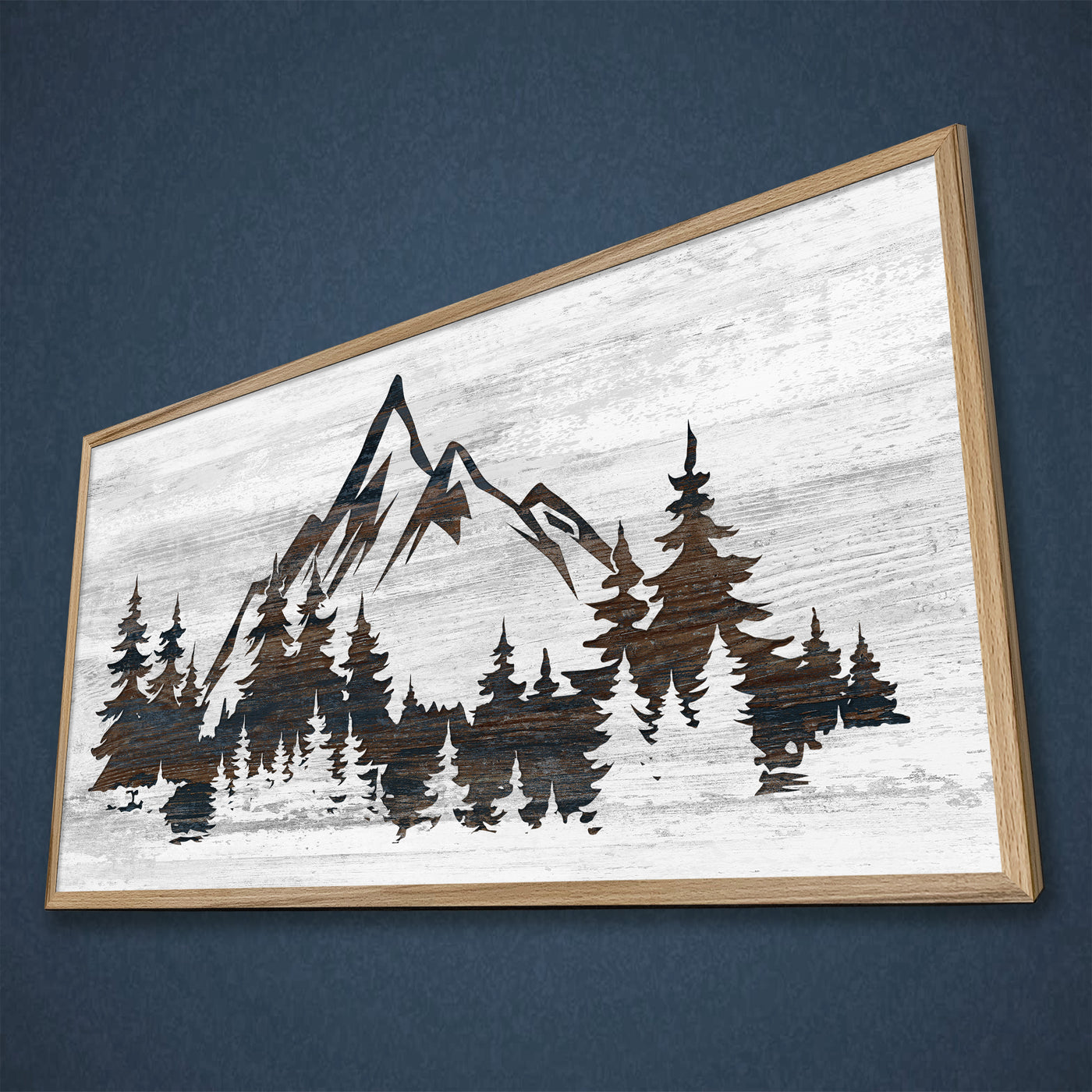 Custom framed canvas mountain art. Cabin and nature wall decor made in Lincoln, Nebraska, USA