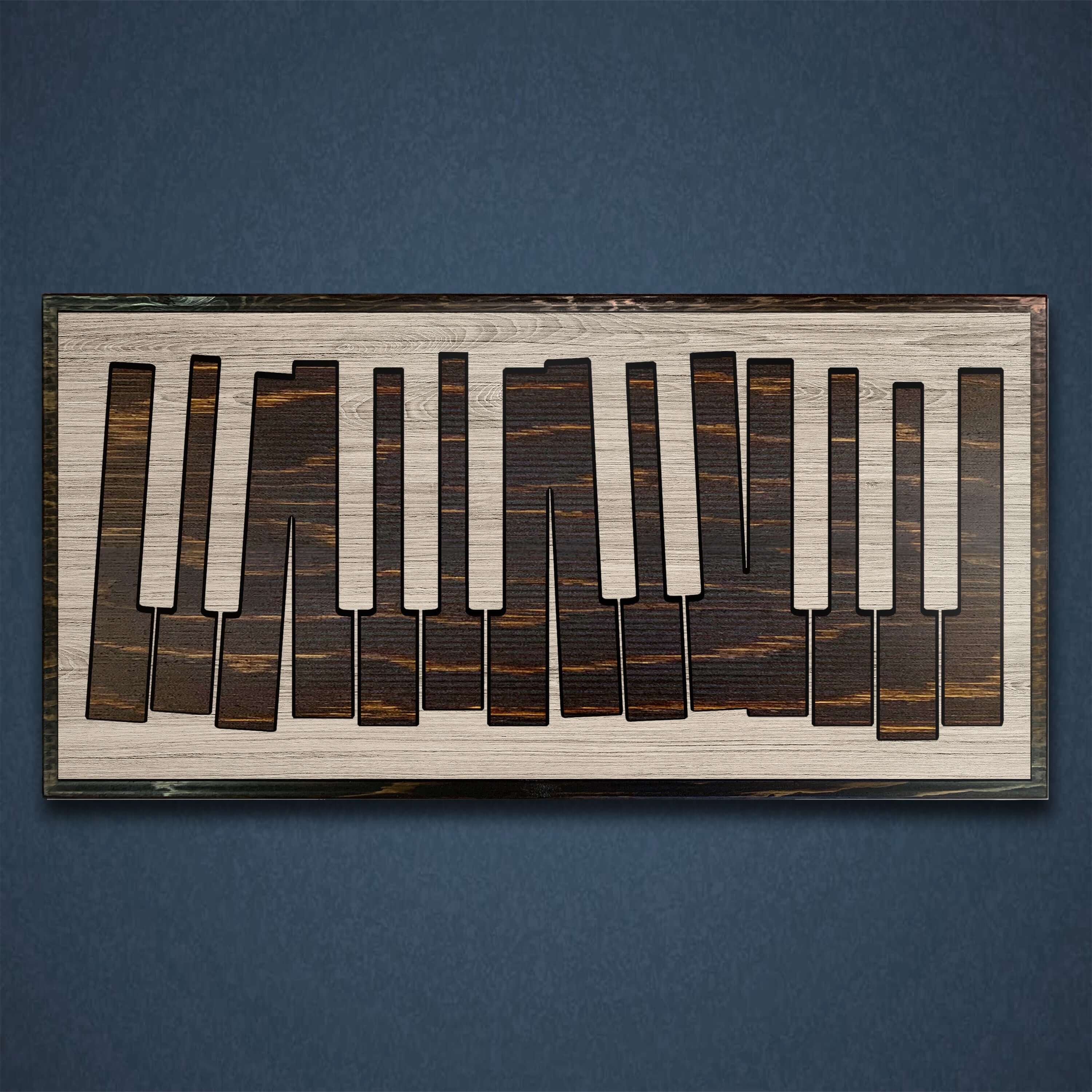 Piano wood wall art - Abstract piano keys music studio art – Howdy Owl
