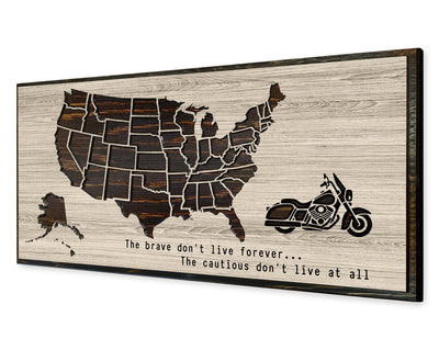 Motorcycle Rider Gifts - US Push Pin Map