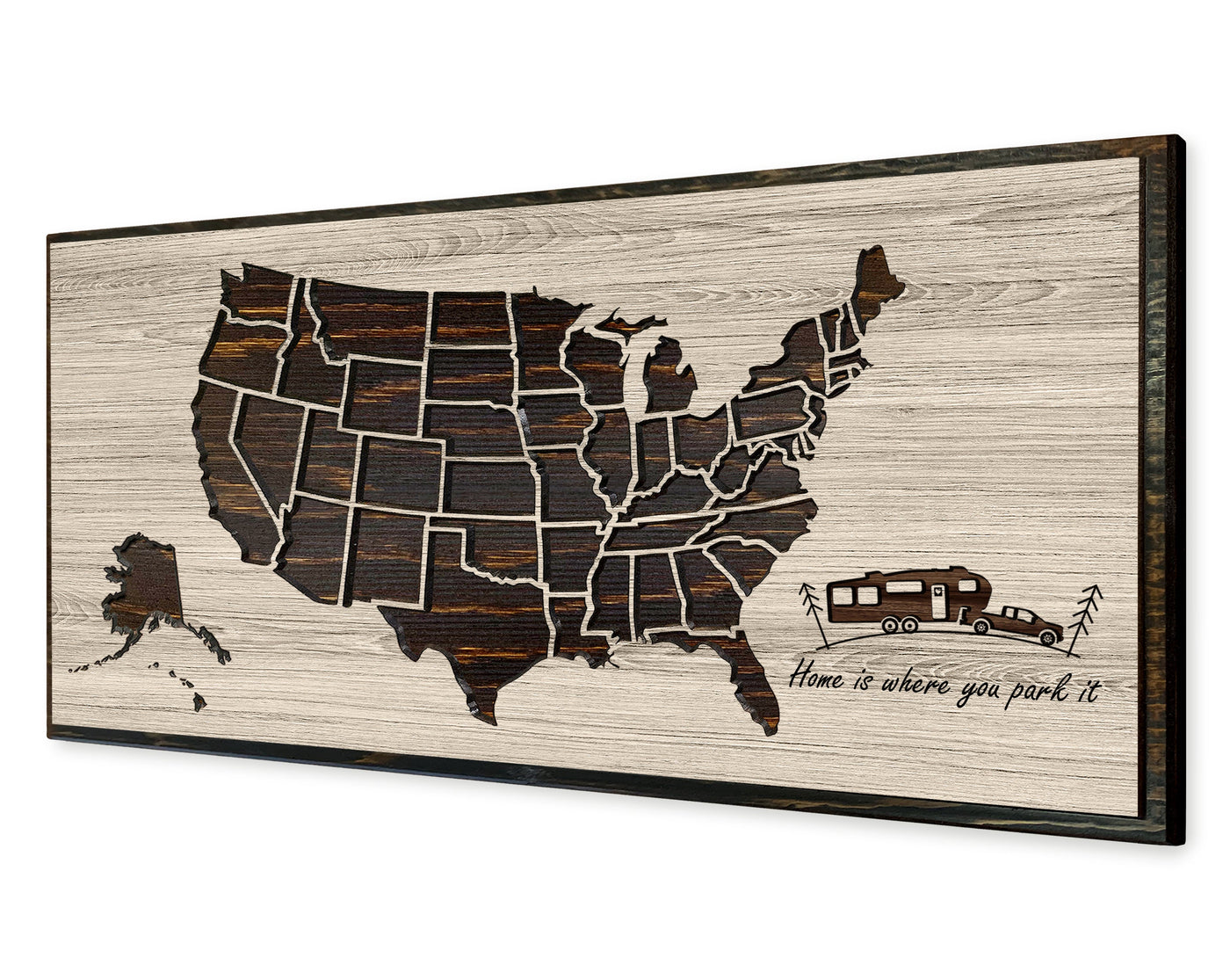US map wall art and push pin maps for camping adventures