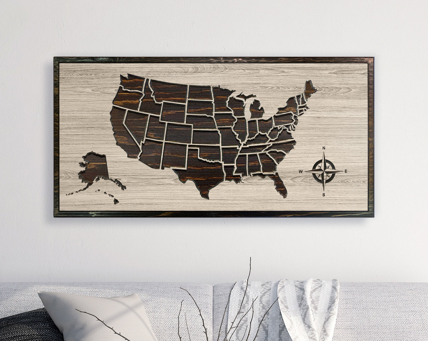 Carved US Map Wall Art