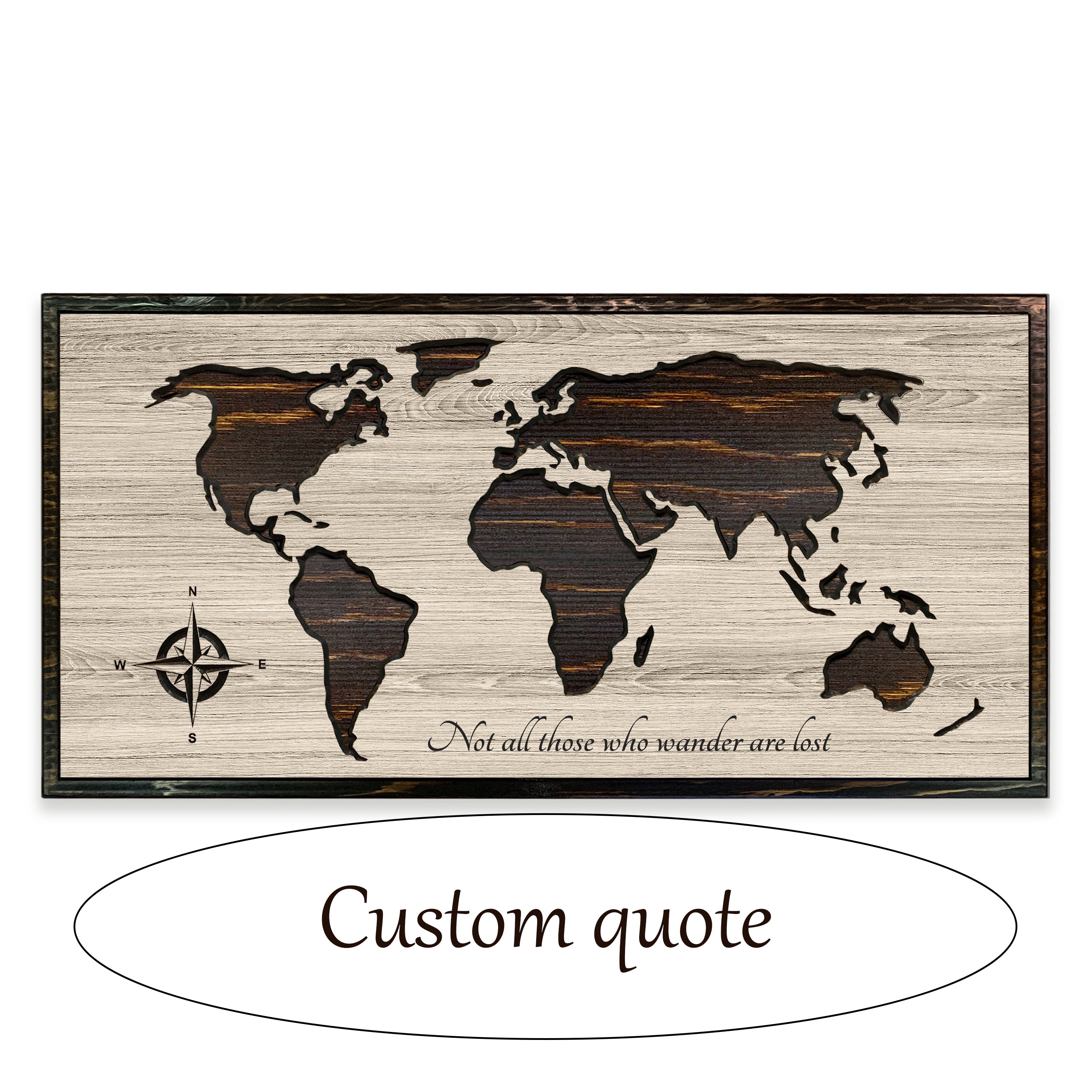 Wood Map of the World, Custom Map Art
