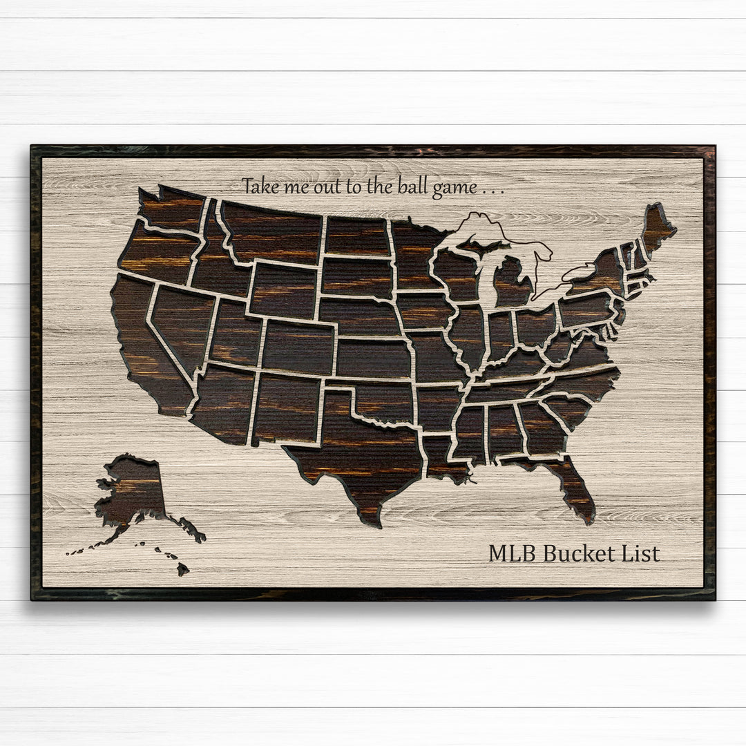 Baseball Push Pin Map of USA - Bucket List - MLB Stadiums