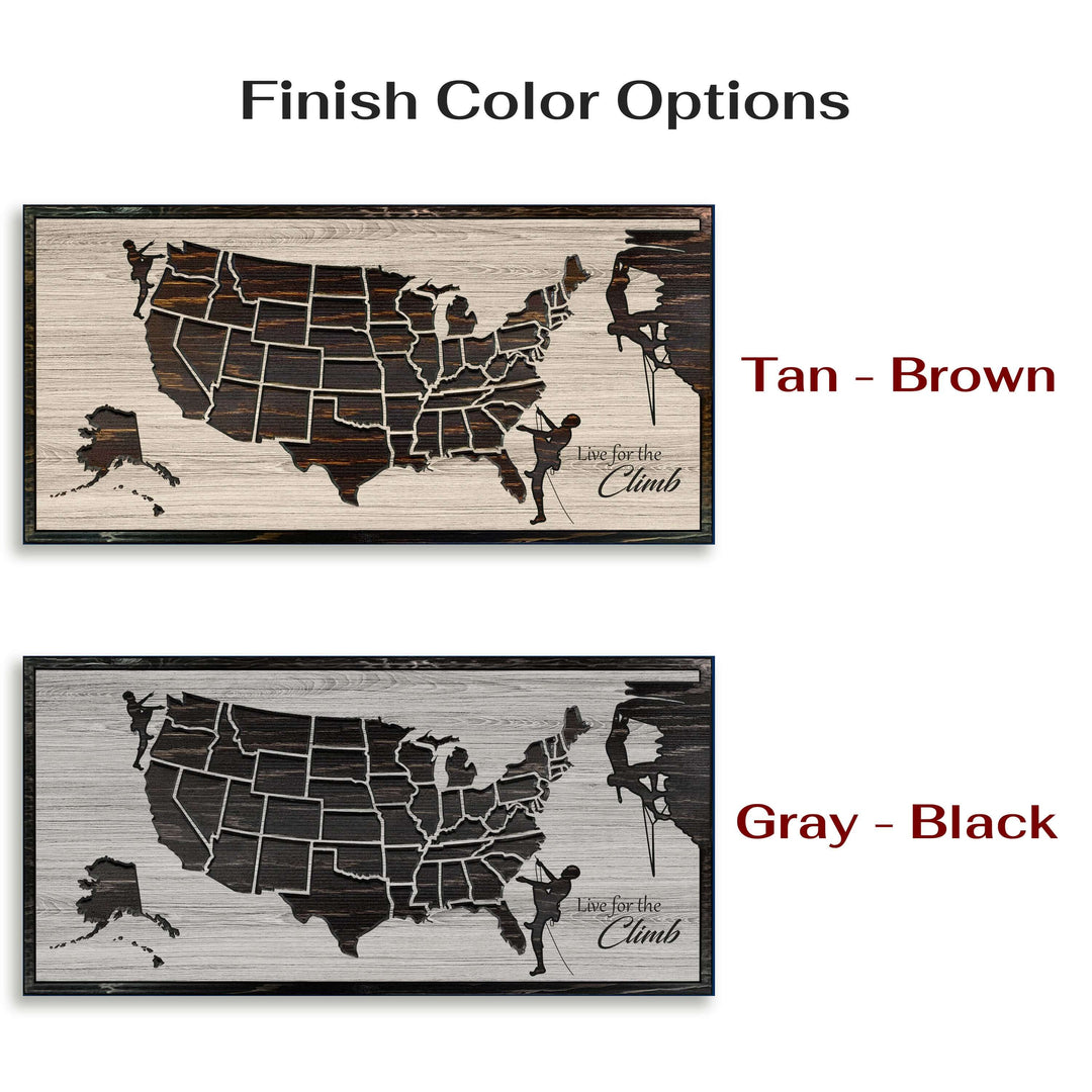 Custom US Push Pin map for Rock Climbers - Rock climbing bucket list map to mark mountains climbed and scaled