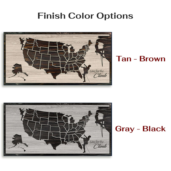 Custom US Push Pin map for Rock Climbers - Rock climbing bucket list map to mark mountains climbed and scaled