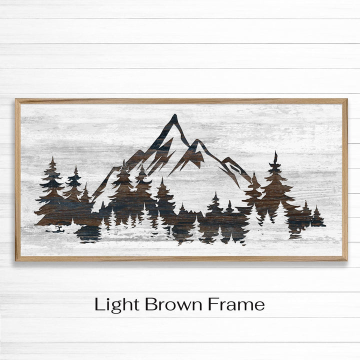 Custom framed canvas mountain art. Cabin and nature wall decor made in Lincoln, Nebraska, USA
