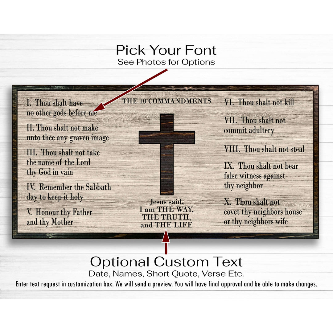 10 Commandments Custom Wood Wall Art - Spiritual and Religious wall hanging