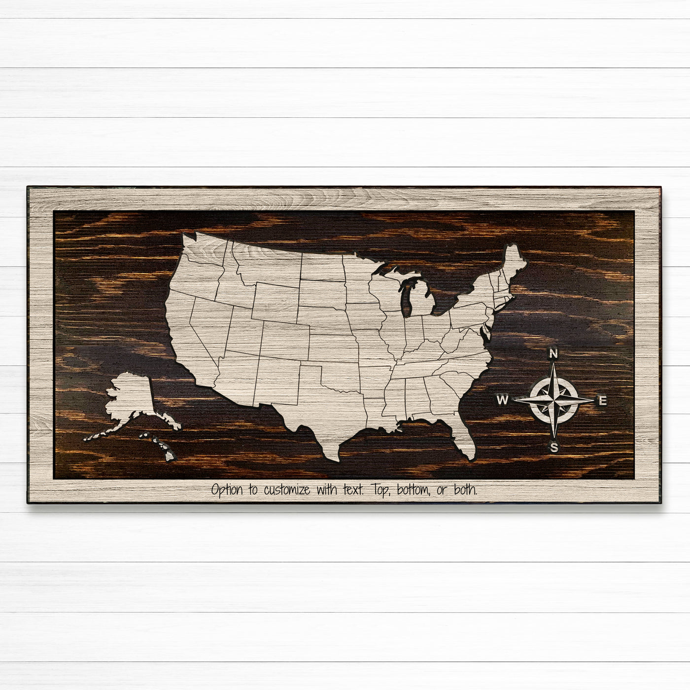 Custom us push pin map wood wall art carved into wood and personalized with your own text
