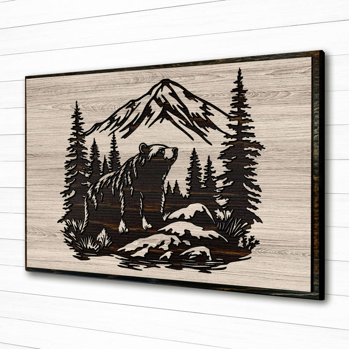 Grizzly bear carved wood wall art featuring Howdy Owl&