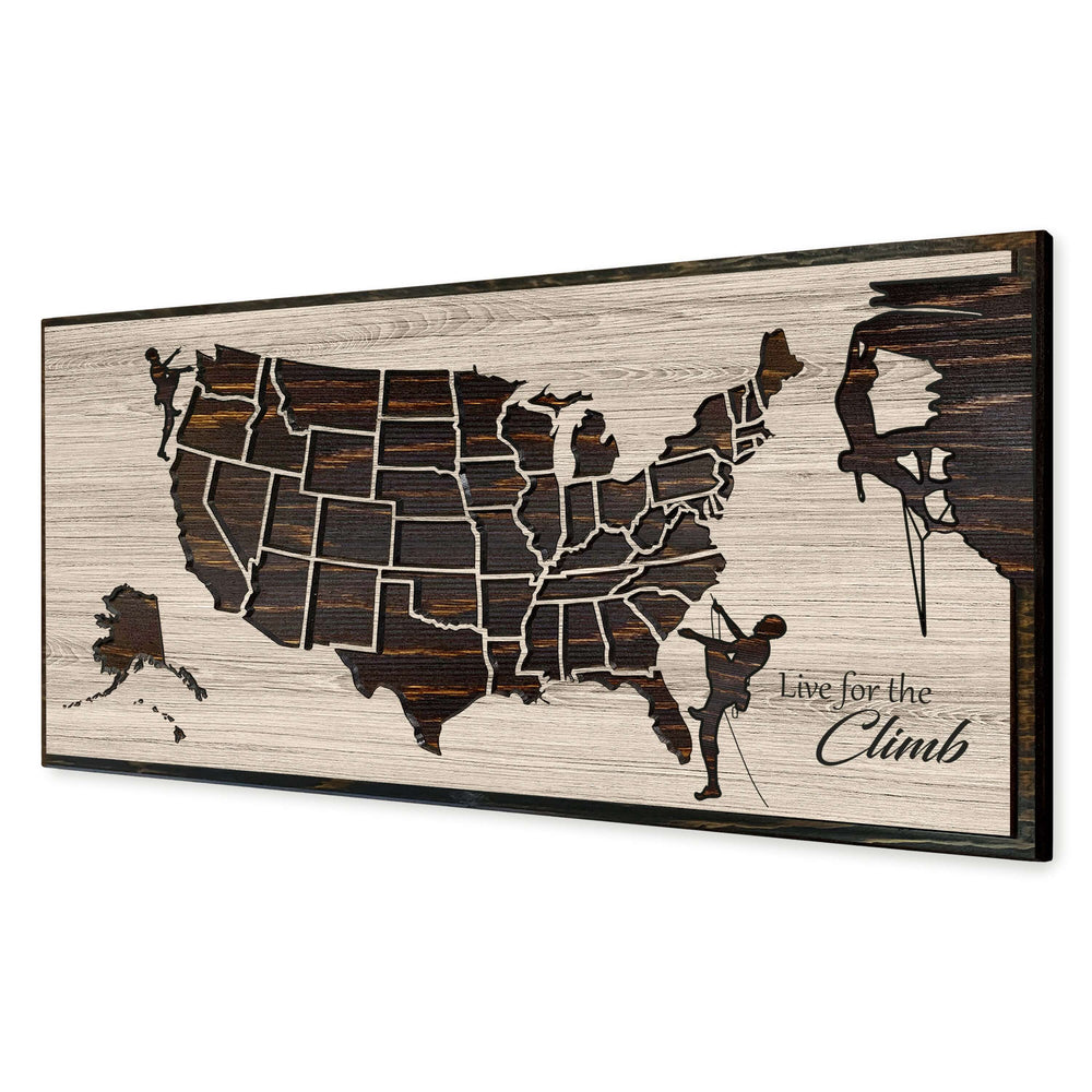 Custom US Push Pin map for Rock Climbers - Rock climbing bucket list map to mark mountains climbed and scaled