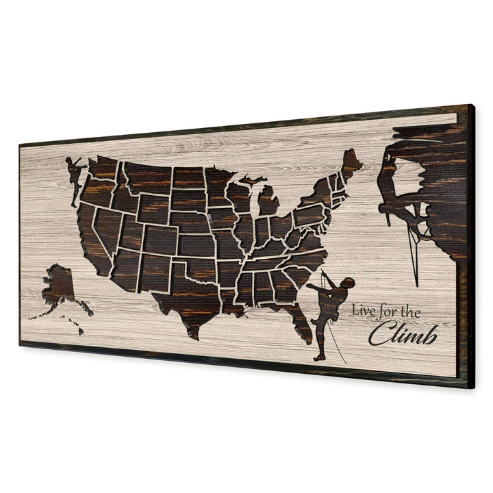 Custom US Push Pin map for Rock Climbers - Rock climbing bucket list map to mark mountains climbed and scaled