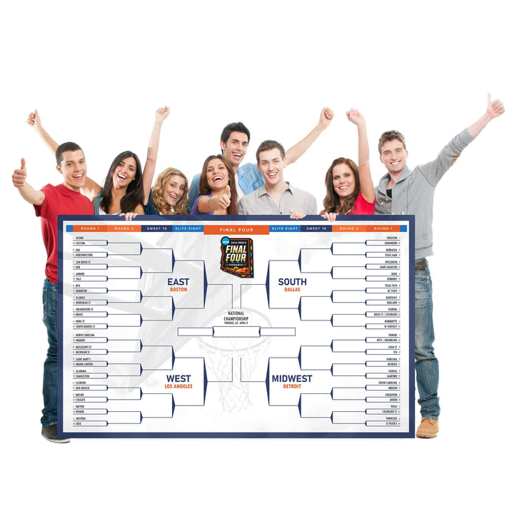 Extra large, supersized march madness bracket poster or vinyl banner. Great for kids to write on it with permanent marker. Interactive sports vinyl banner.