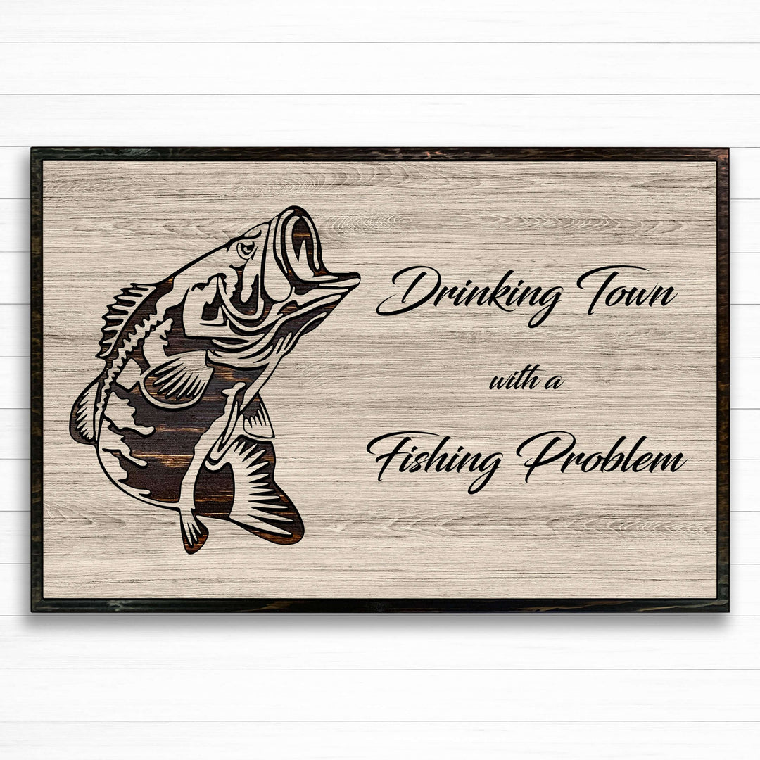 Fishing and drinking custom wood quote sign