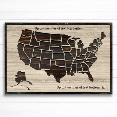 push pin map usa - carved wood US map art