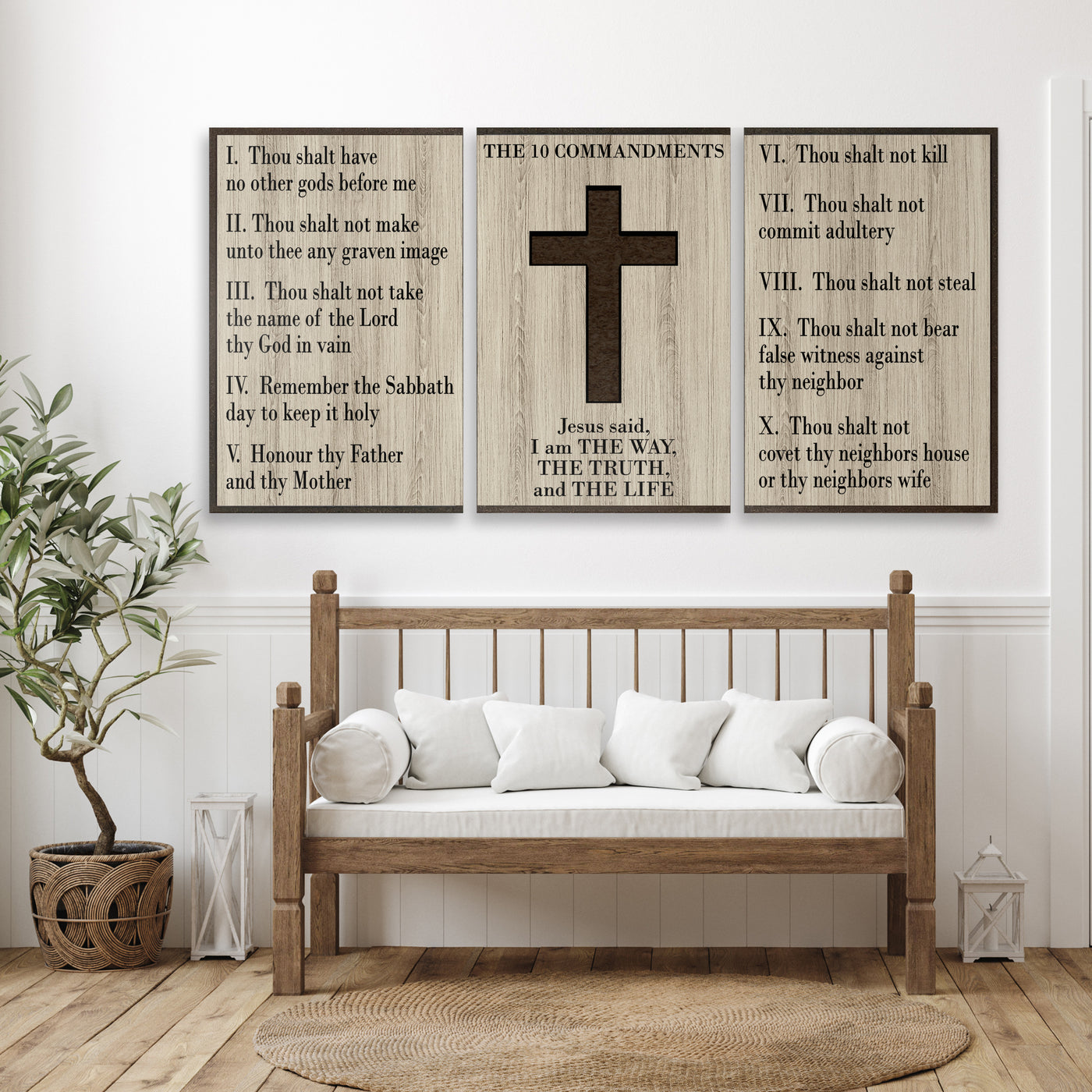 10 Commandments Custom Wood Wall Art - Spiritual and Religious wall hanging