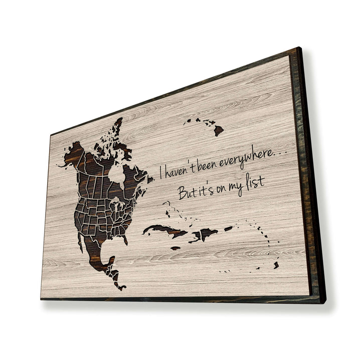 North American push pin map wood wall art