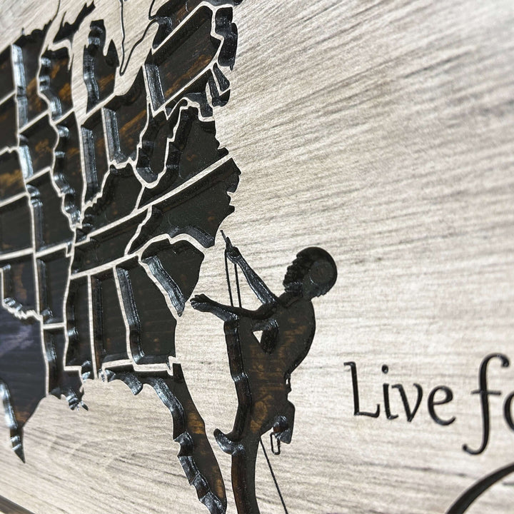 Custom US Push Pin map for Rock Climbers - Rock climbing bucket list map to mark mountains climbed and scaled