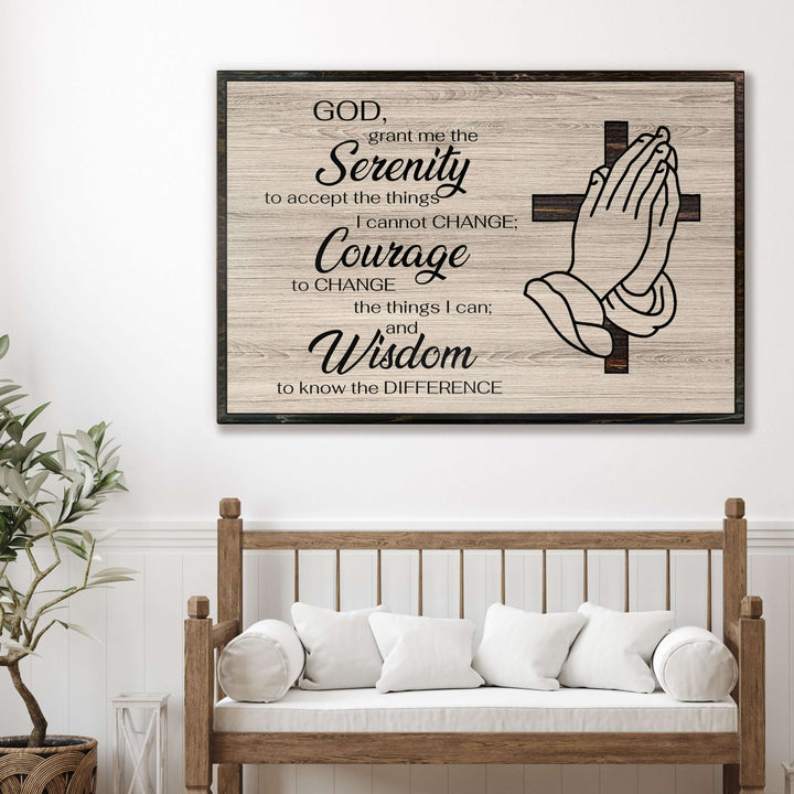 Praying Hands with Cross Custom Wood Wall Art - Handcrafted Religious Decor