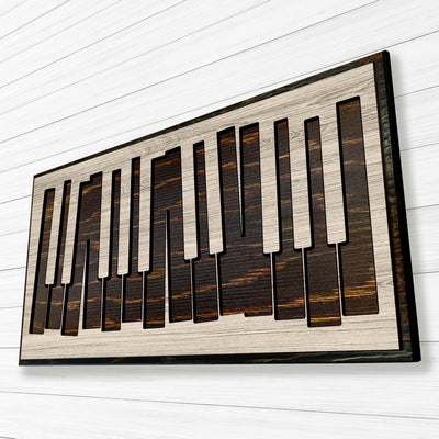 Abstract piano keys wood wall art that is carved into wood. This makes for an excellent gift idea for pianists and musicians. Custom wood wall art at home wall decor for music studios.