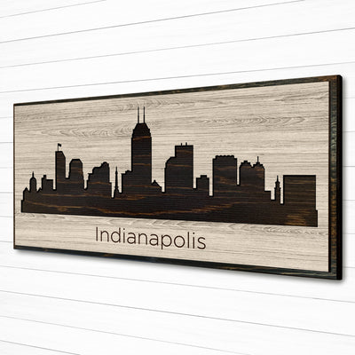 Indianapolis Indiana City Skyline Custom Wood Wall Art Carved with CNC Machine