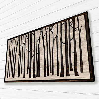 Custom birch tree wood wall art. Dimensional wood wall art handcrafted in the United States. Made from wood and expertly crafted with intricate details, these pieces bring the beauty of nature indoors. Whether you're a nature enthusiast or just looking to spruce up your living space, this unique wall art is sure to impress. The aspen & birch tree design adds a sense of serenity and tranquility to any room.