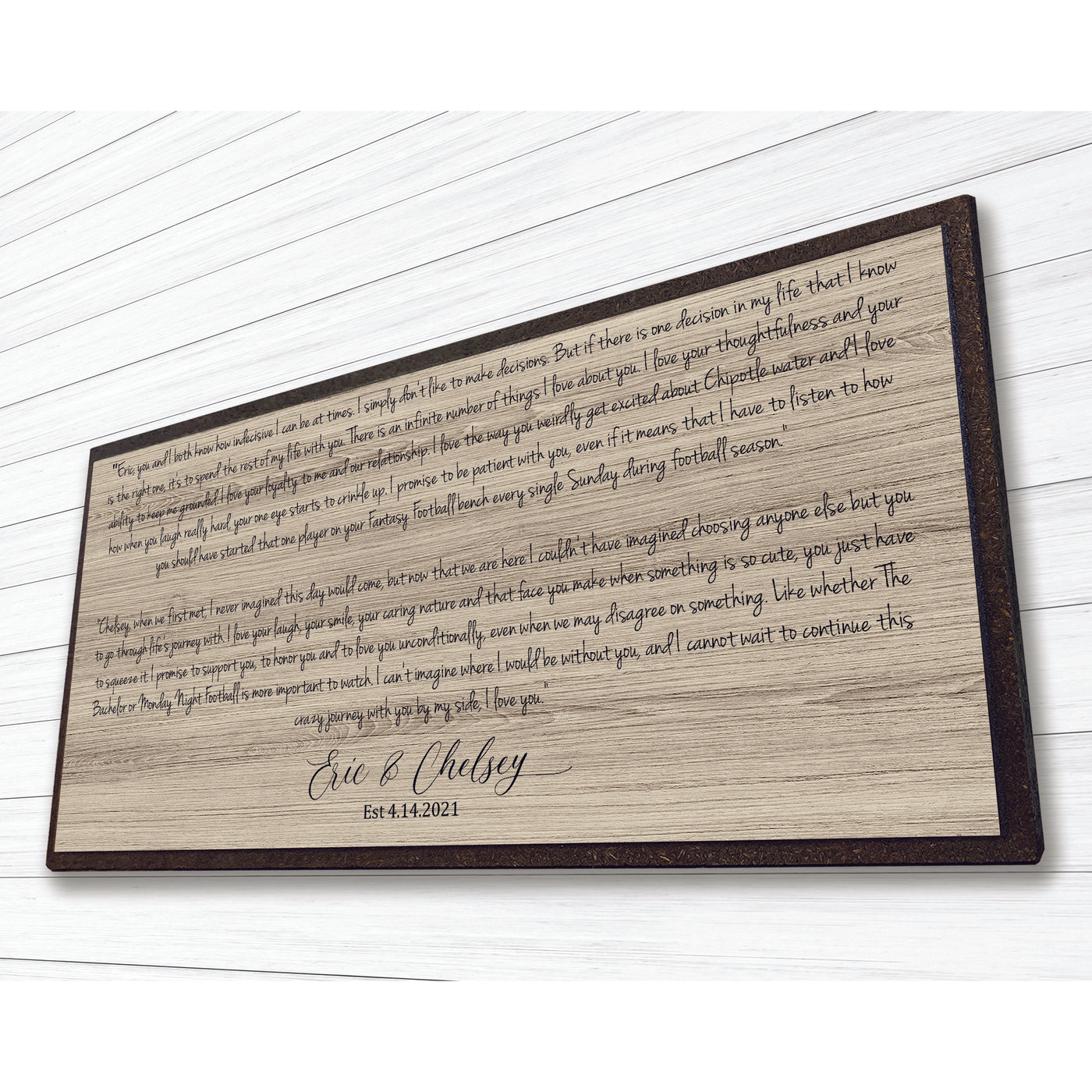 Personalized wedding vow wood wall art handcrafted in Ashland Nebraska serving Omaha and Lincoln