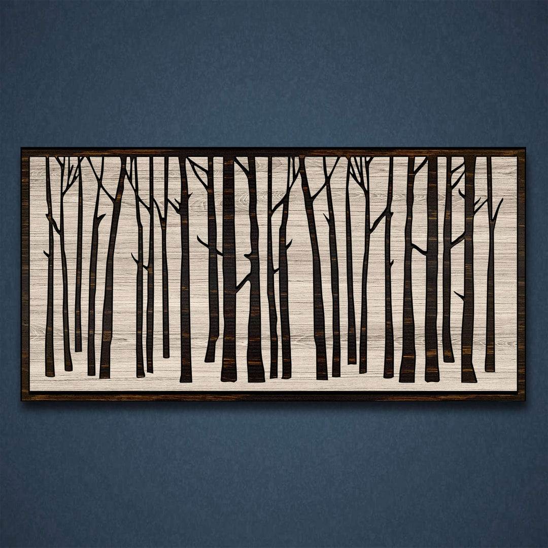 Custom birch tree wood wall art. Dimensional wood wall art handcrafted in the United States. Made from wood and expertly crafted with intricate details, these pieces bring the beauty of nature indoors. Whether you&