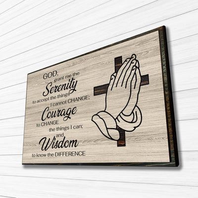 Praying Hands with Cross Custom Wood Wall Art - Handcrafted Religious Decor