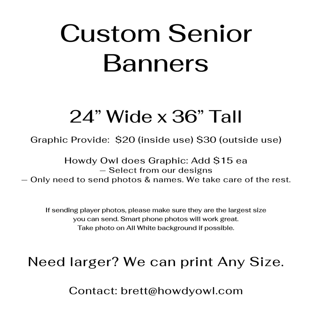 Custom senior sports team vinyl banners for high school, college, middle school, and other youth programs