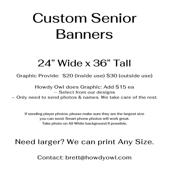 Custom senior sports team vinyl banners for high school, college, middle school, and other youth programs