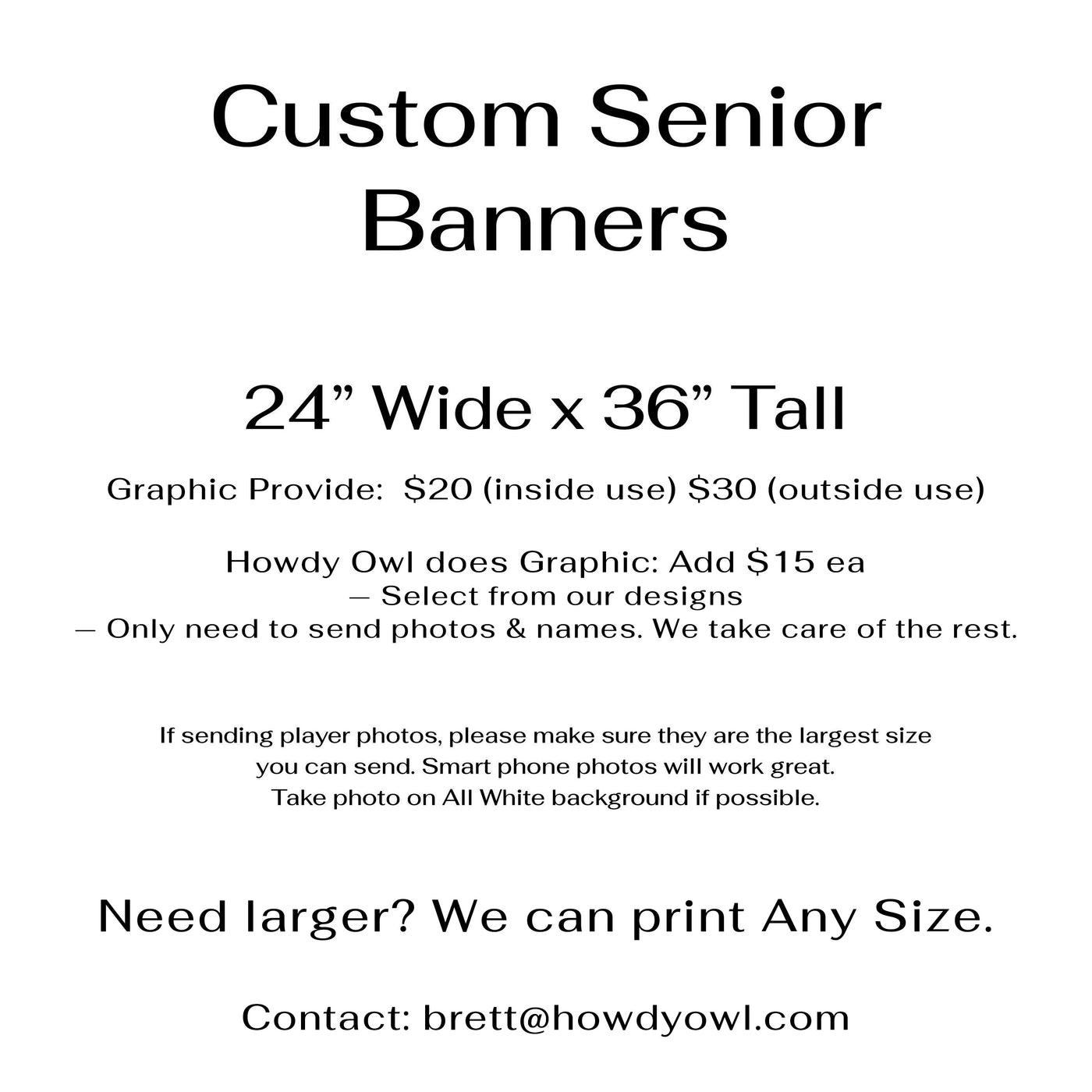 Custom senior sports team vinyl banners for high school, college, middle school, and other youth programs