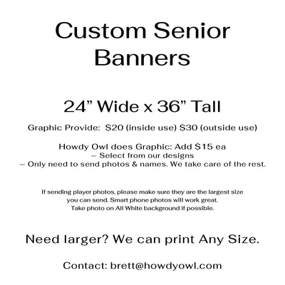 Custom senior sports team vinyl banners for high school, college, middle school, and other youth programs