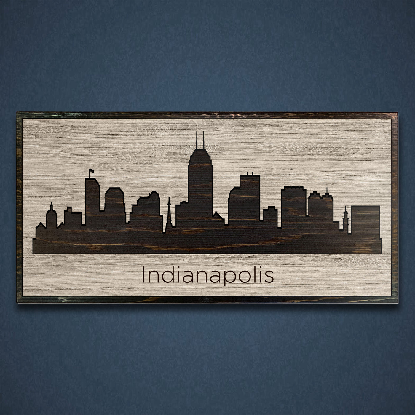 Indianapolis Indiana City Skyline Custom Wood Wall Art Carved with CNC Machine