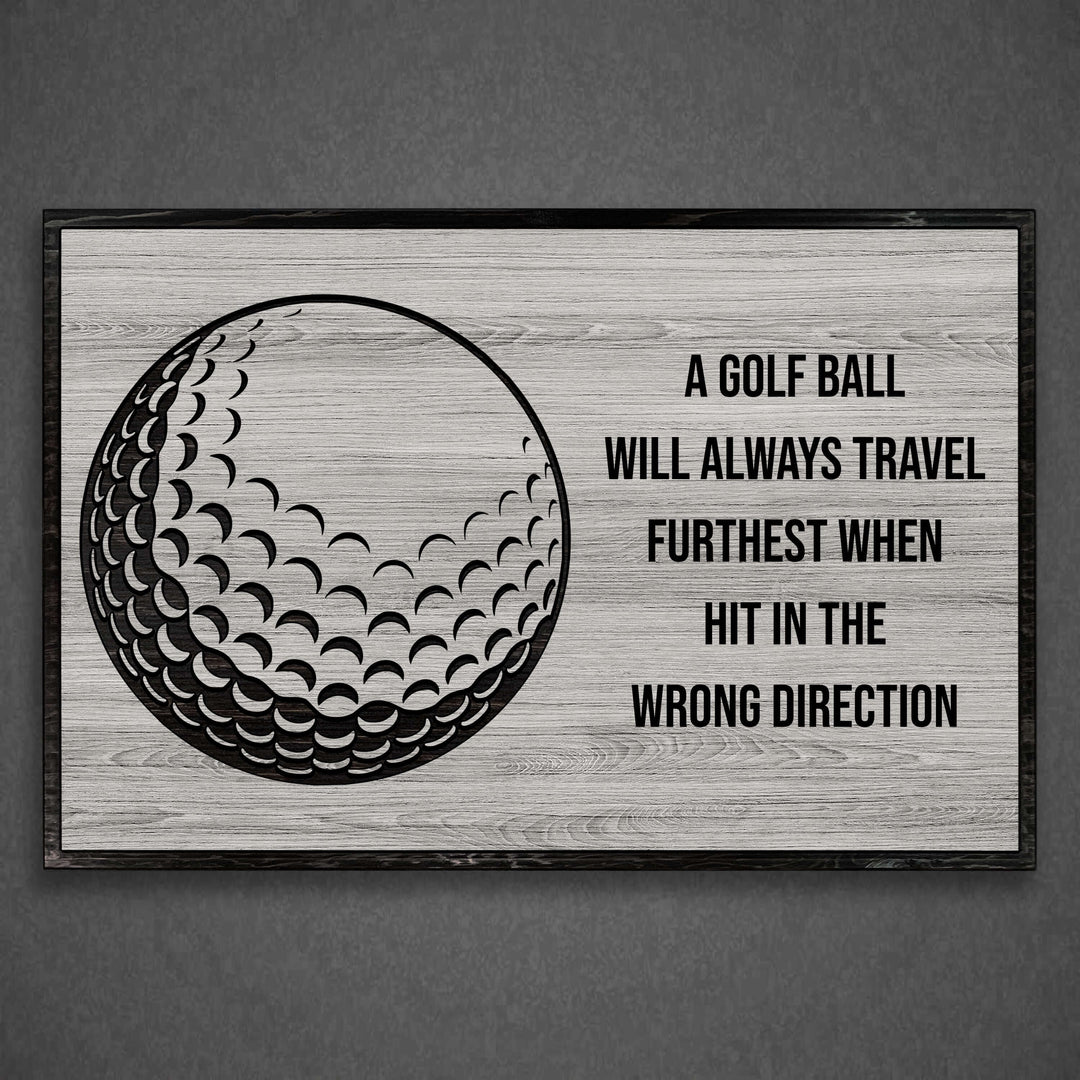 Golf ball wood wall art. Custom carved sports wall decor that is perfect for the basement, office, bar, basement, or man cave.