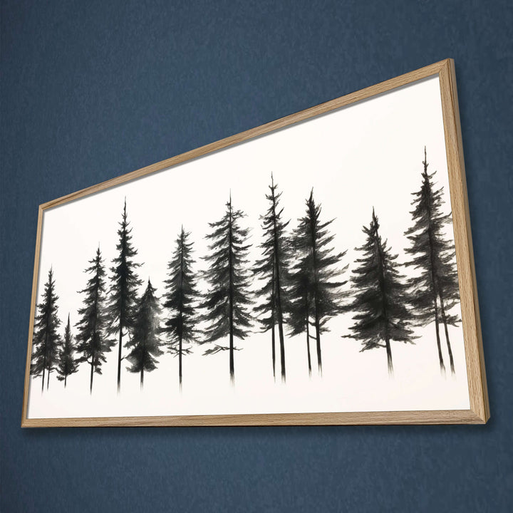 Custom framed canvas pine tree forest art. Cabin and nature wall decor made in Lincoln, Nebraska, USA
