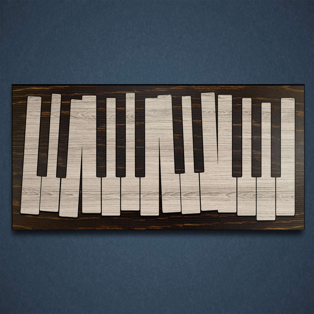 Abstract piano keys wood wall art that is carved into wood. This makes for an excellent gift idea for pianists and musicians. Custom wood wall art at home wall decor for music studios.