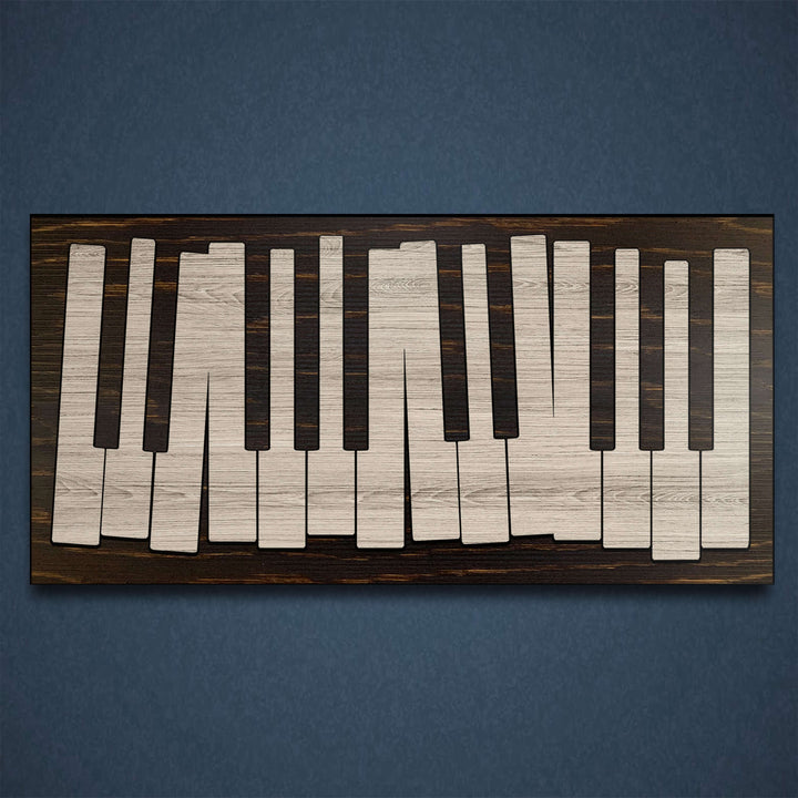 Abstract piano keys wood wall art that is carved into wood. This makes for an excellent gift idea for pianists and musicians. Custom wood wall art at home wall decor for music studios.