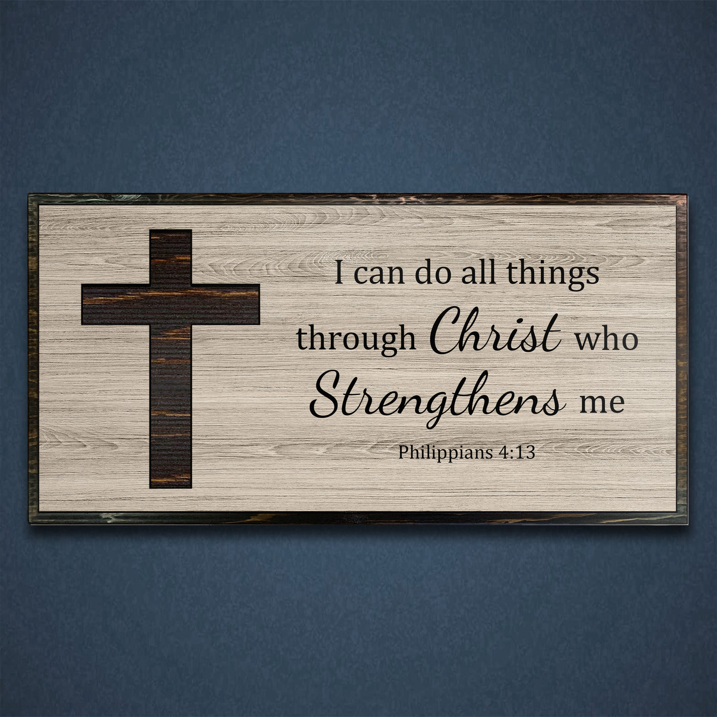 Custom scripture wood wall art with a carved cross of jesus. Religious and inspiration wall decor for any room. Church and sanctuary wall art.