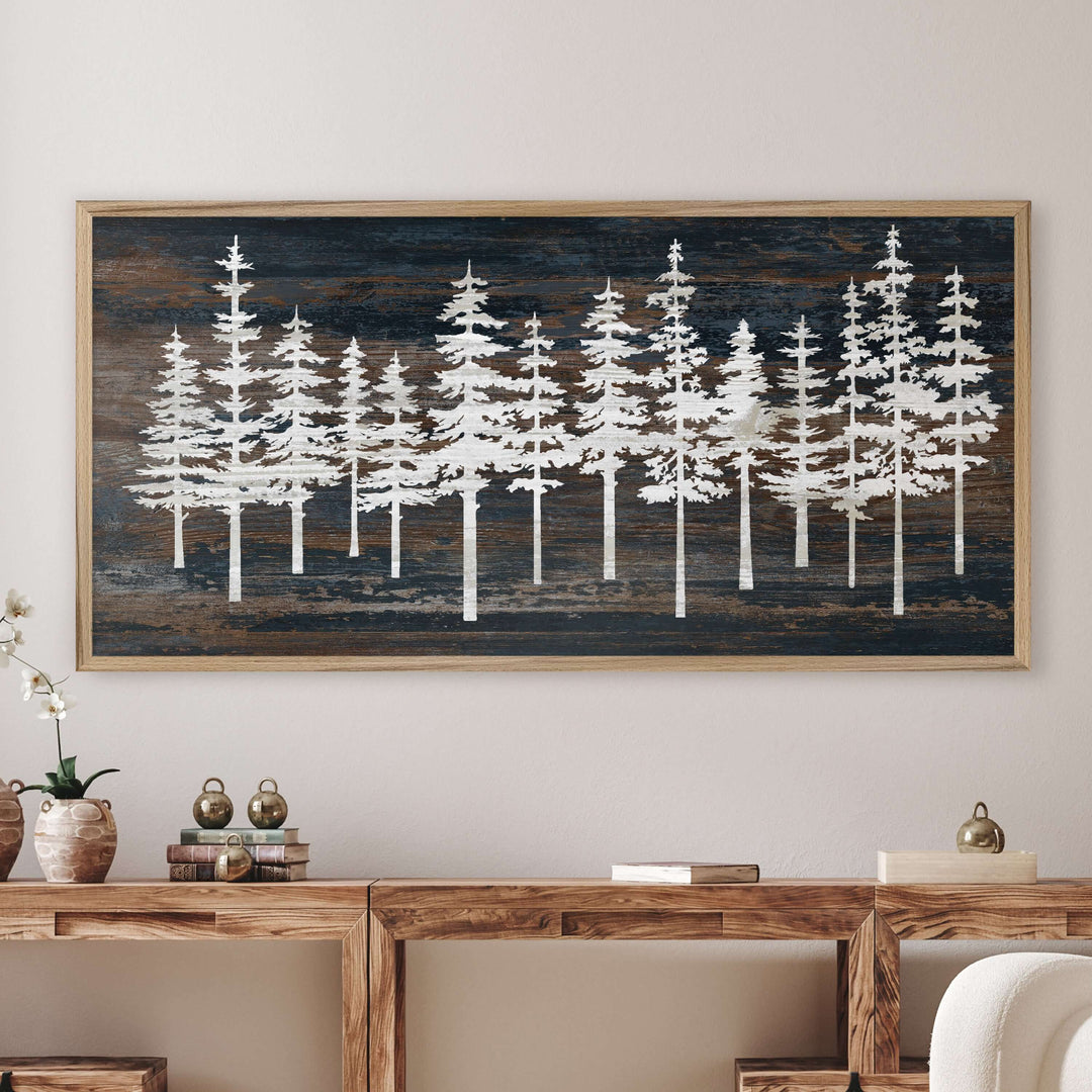 Framed Pine Tree Forest Art