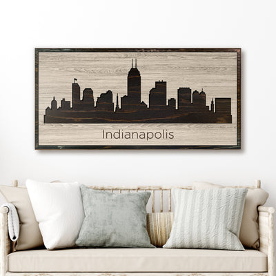 Indianapolis Indiana City Skyline Custom Wood Wall Art Carved with CNC Machine