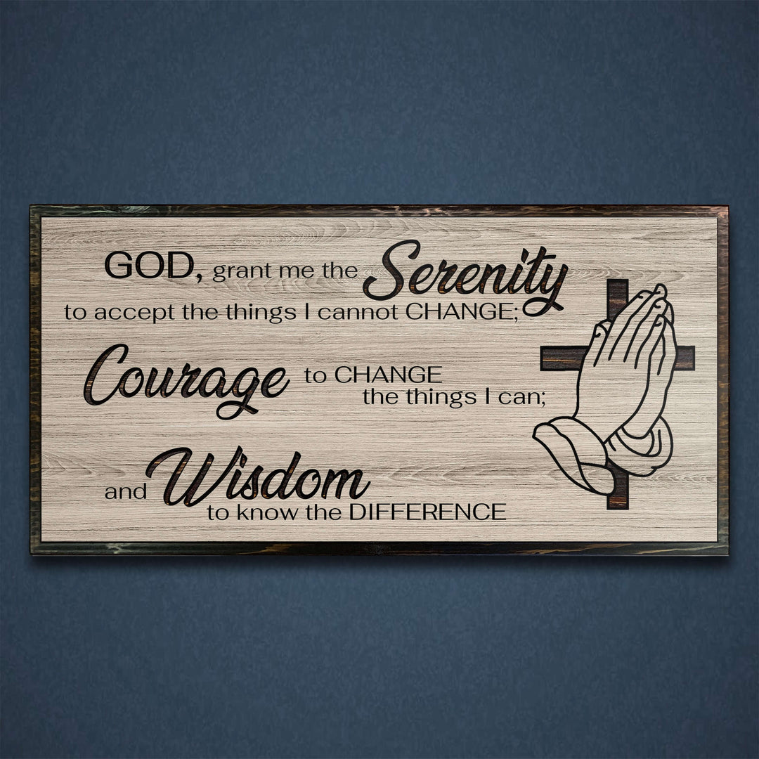 Praying Hands with Cross Custom Wood Wall Art - Handcrafted Religious Decor