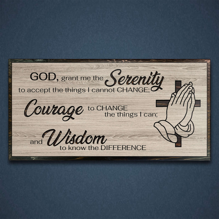 Praying Hands with Cross Custom Wood Wall Art - Handcrafted Religious Decor