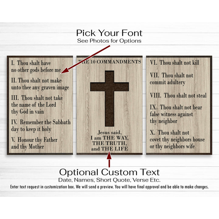 10 Commandments Custom Wood Wall Art - Spiritual and Religious wall hanging