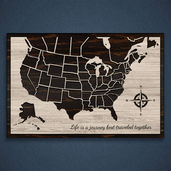 US &amp; Canada push pin map. Carved wooden map. Dimensional 3D wood wall art that is push pin friendly to mark travels. Excellent birthday or anniversary gift idea.