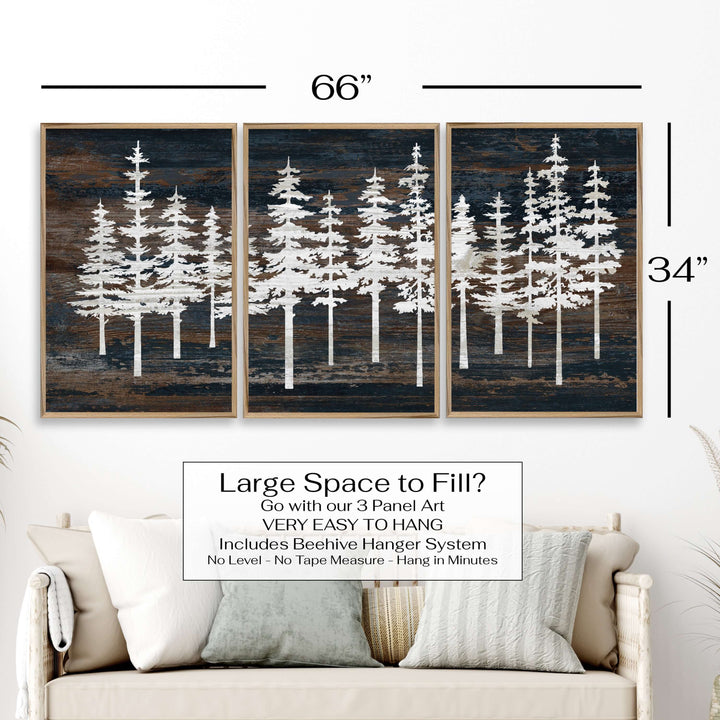 Framed Pine Tree Forest Art
