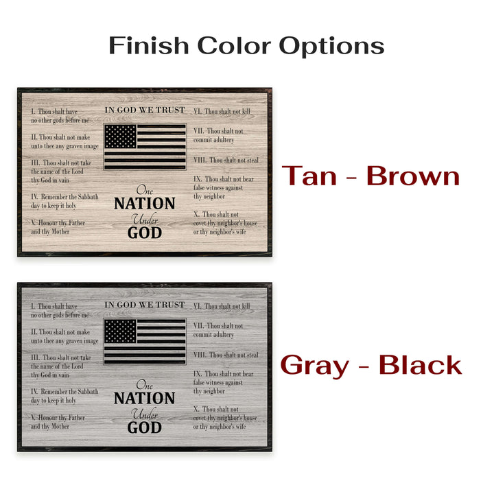 custom carved american flag &amp; 10 commandments wood wall art. Spiritual and patriotic wall decor for Veteran&
