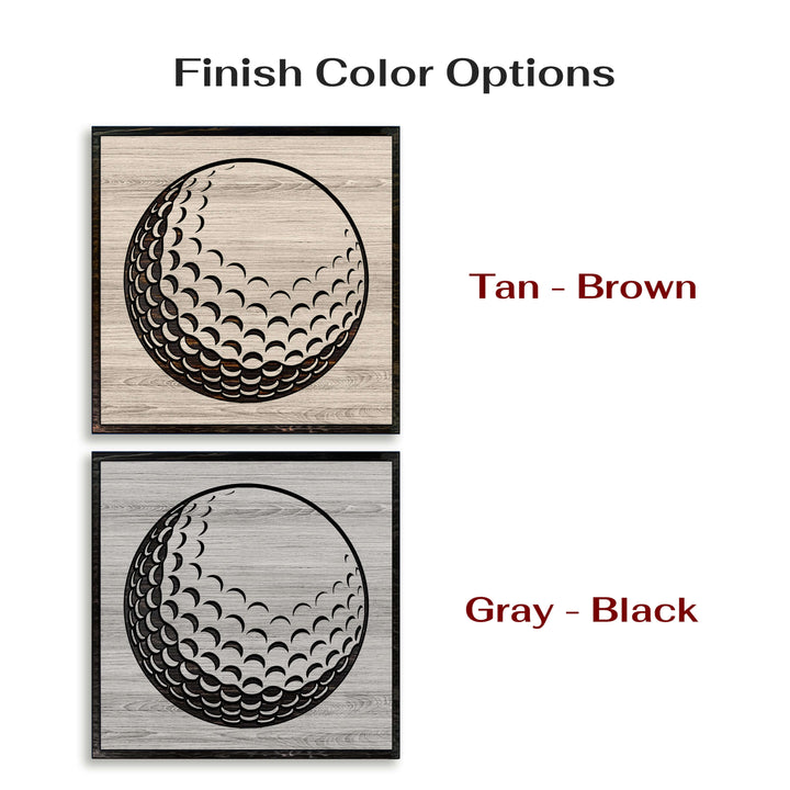 Golf ball wood wall art. Custom carved sports wall decor that is perfect for the basement, office, bar, basement, or man cave.