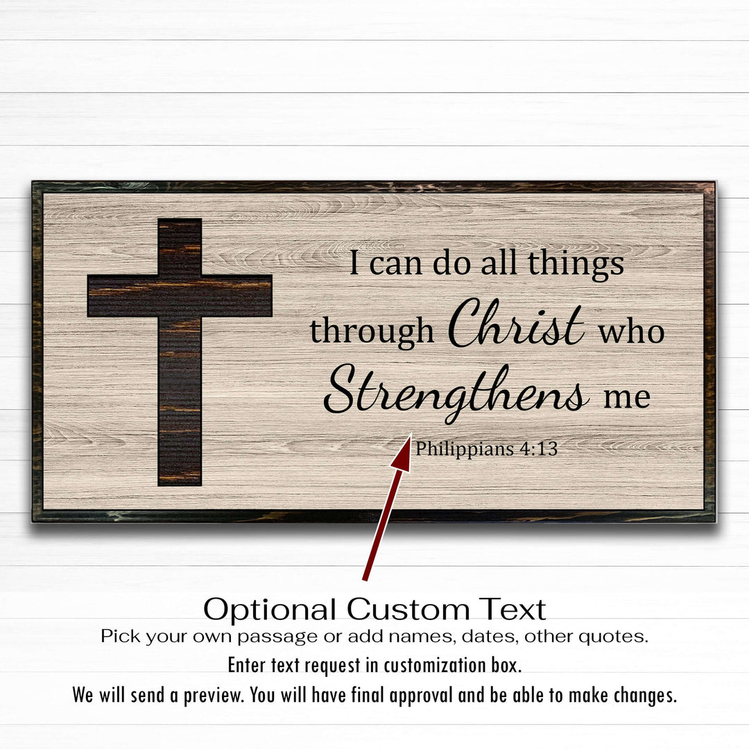 Custom scripture wood wall art with a carved cross of jesus. Religious and inspiration wall decor for any room. Church and sanctuary wall art.